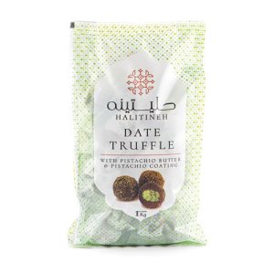 ترافل خرما با مغزکره پسته و روکش پسته حلیتینه