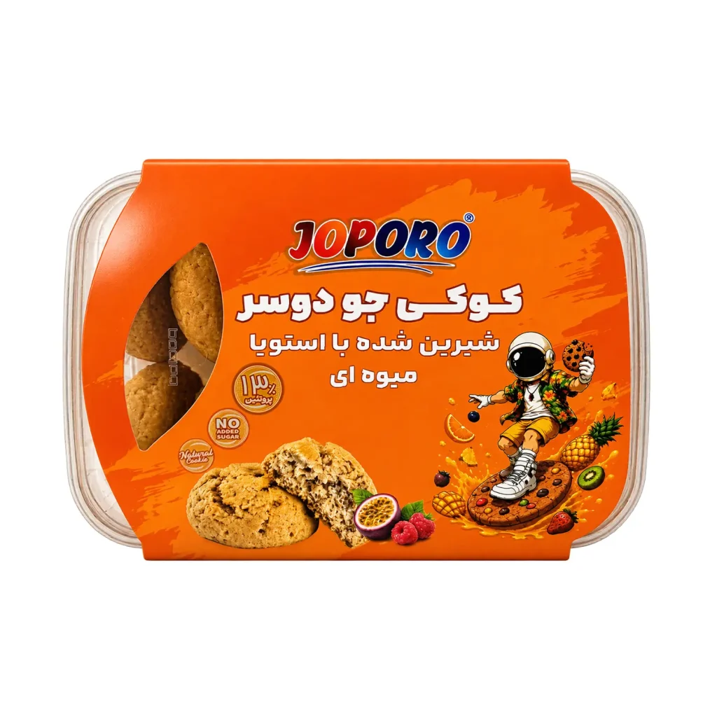 کوکی رژیمی پروتئینه جو دوسر میوه ای جوپرو 350 گرمی